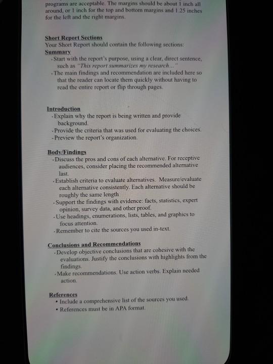 COMM 2003--Short Report Format-S... Assignment Short | Chegg.com