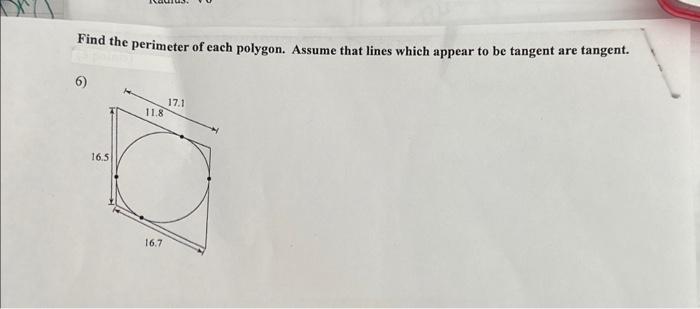 Solved Find the perimeter of each polygon. Assume that lines | Chegg.com