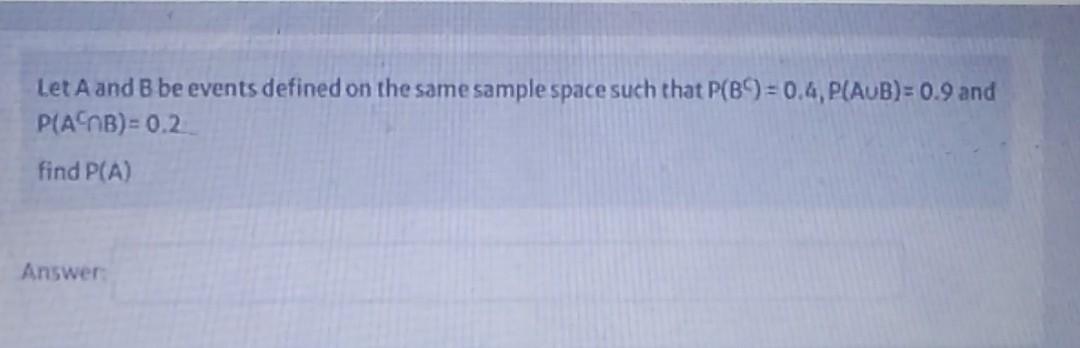 Solved Let A and B be events defined on the same sample | Chegg.com