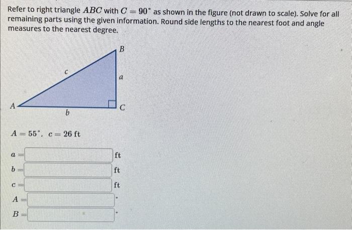 Solved Refer to right triangle ABC with C=90∘ as shown in | Chegg.com