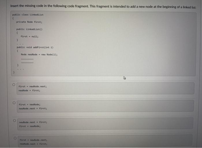 Solved Insert the missing code in the following code | Chegg.com
