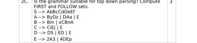 Solved 20. Is the grammar suitable for top down parsing? | Chegg.com