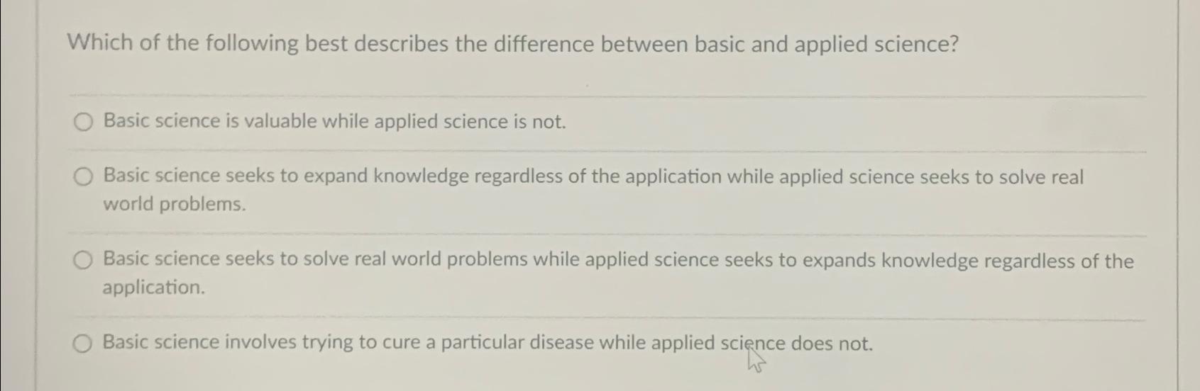 Solved Which of the following best describes the difference | Chegg.com