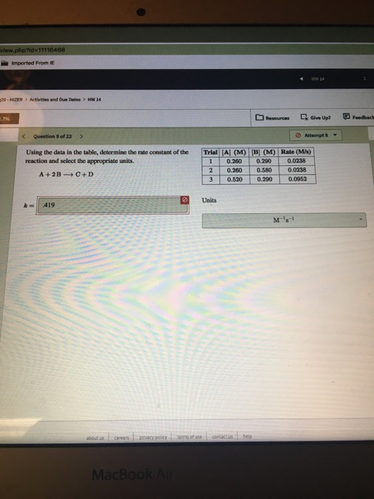 Solved using the data in the table, determine the rate | Chegg.com