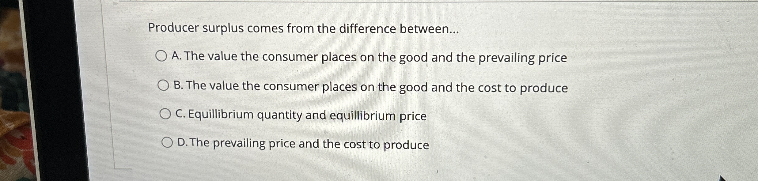 Solved Producer surplus comes from the difference | Chegg.com