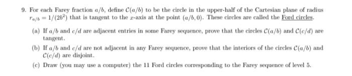 Solved 9. For Each Farey Fraction A B, Define C(a B) To Be 