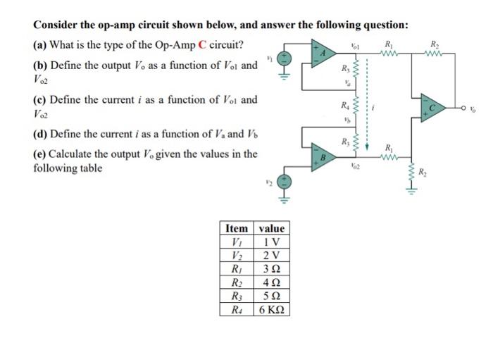 Solved Consider the op-amp circuit shown below, and (a) What | Chegg.com