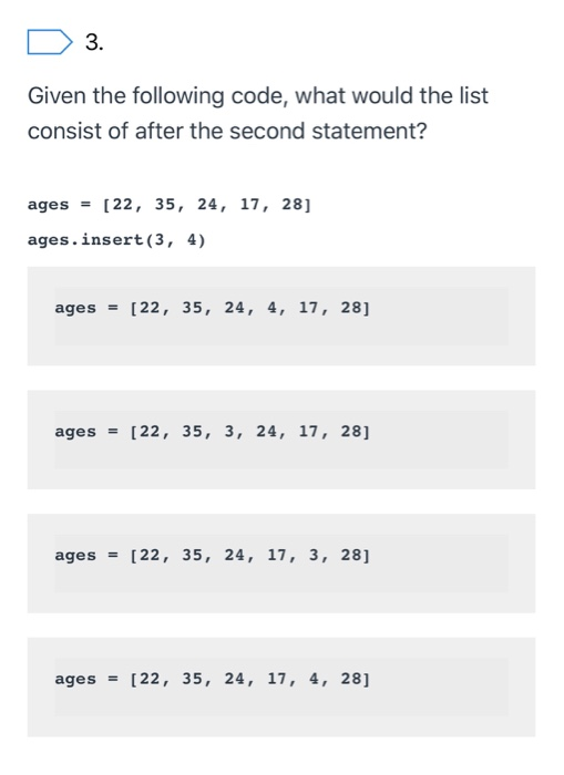Solved Given the following list, what is the value of | Chegg.com