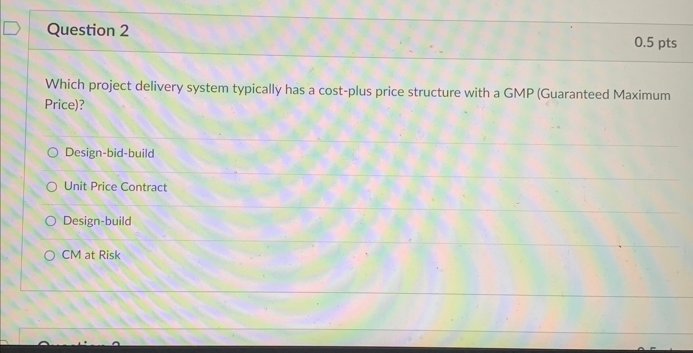 Solved Question 20.5ptsWhich project delivery system | Chegg.com
