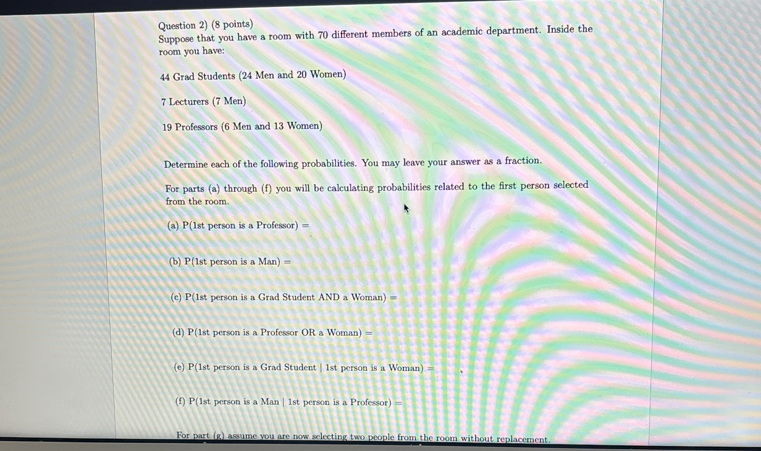Solved Question 2) (8 ﻿points)Suppose that you have a room | Chegg.com