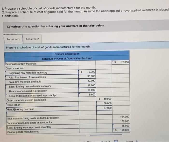 Solved Exercise 3-3 (Static) Schedules of Cost of Goods | Chegg.com