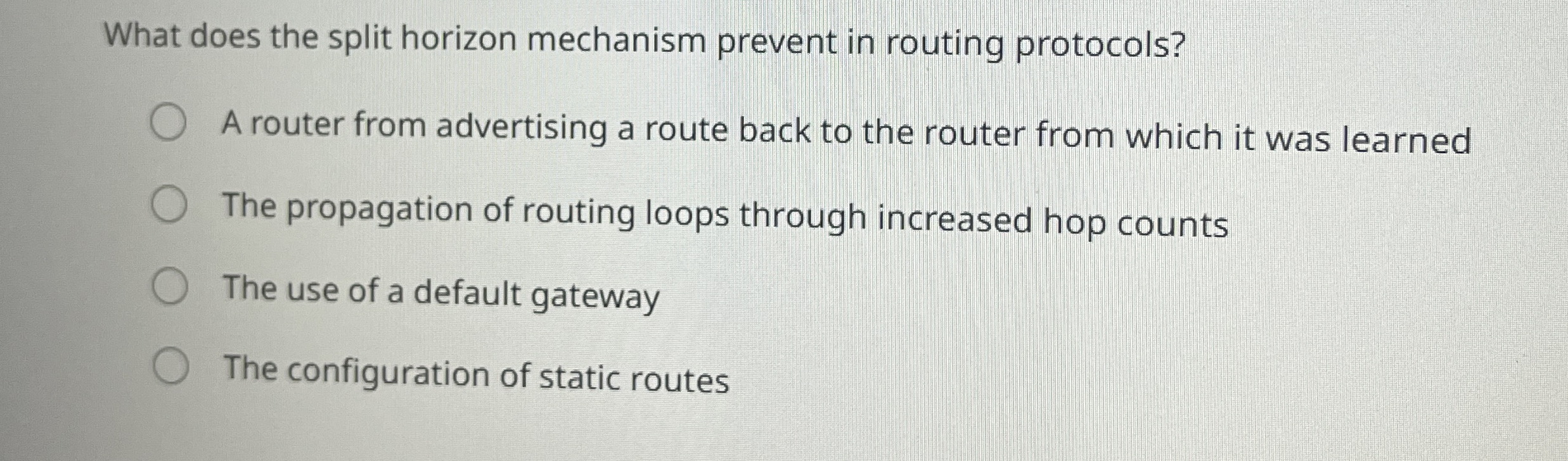 Solved What does the split horizon mechanism prevent in | Chegg.com