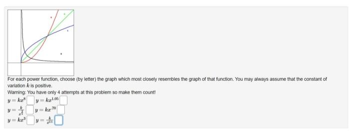 Solved For each power function, choose (by letter) the graph | Chegg.com