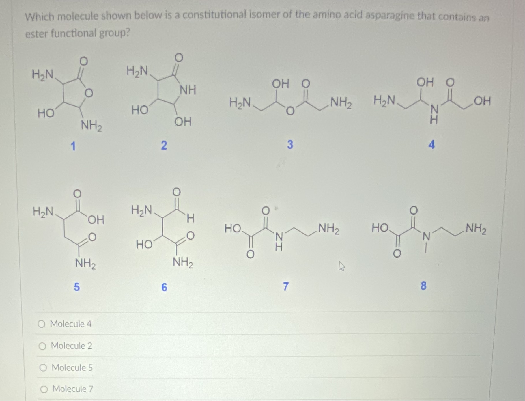 Which molecule shown below is a constitutional isomer