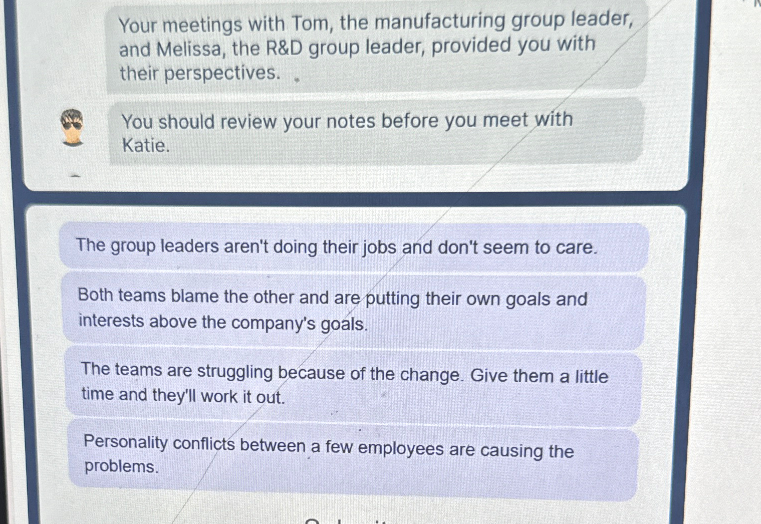 solved-your-meetings-with-tom-the-manufacturing-group-chegg