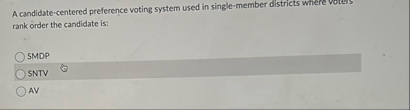 Solved A candidate-centered preference voting system used in | Chegg.com