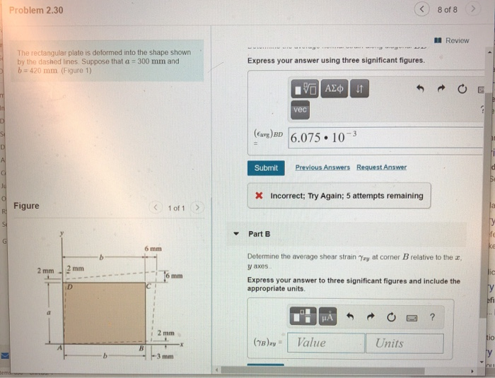 Solved Problem 2.30 8 of 8 u Review The rectangular plate is | Chegg.com