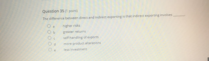 Solved Question 35 (1 point) The difference between direct | Chegg.com