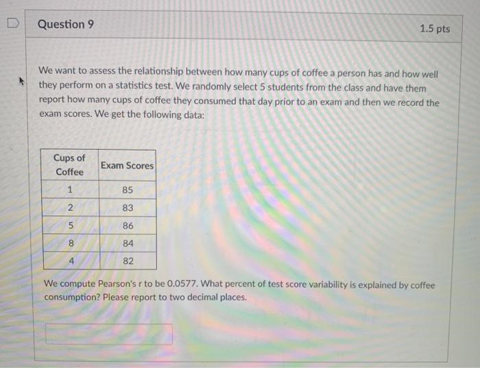 Solved Question 11 2 pts You are interested in assessing the | Chegg.com