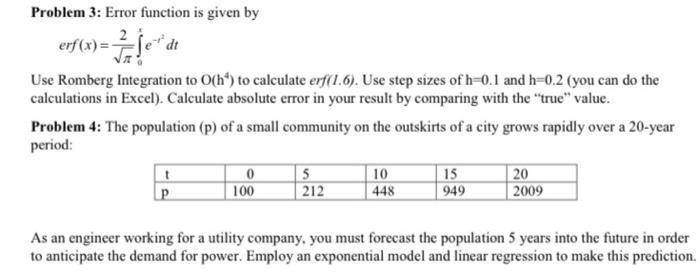 Solved Problem 3: Error function is given by | Chegg.com