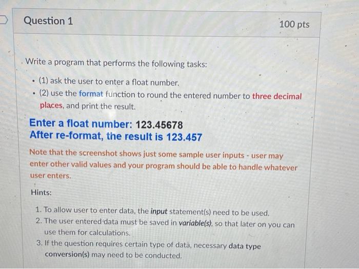 Solved Question 1 100 pts . Write a program that performs | Chegg.com