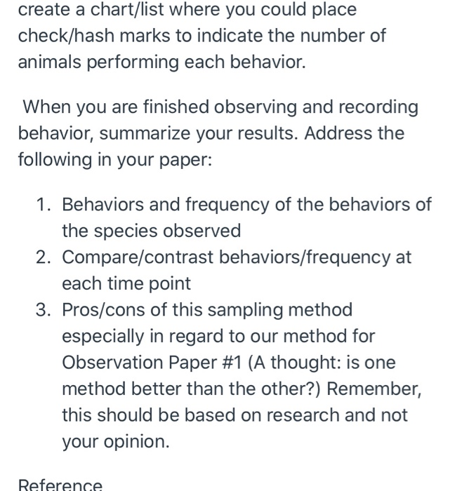 Solved For Observation Paper #2 Method: Scan Sampling In 