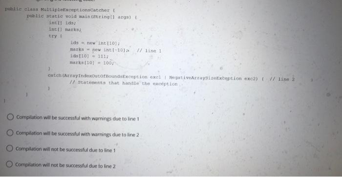 Solved public class MultipleExceptionscatcher public static | Chegg.com