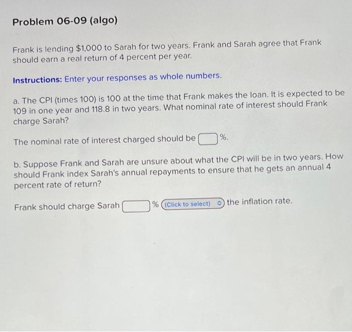 Solved Frank Is Lending To Sarah For Two Years Frank Chegg Com