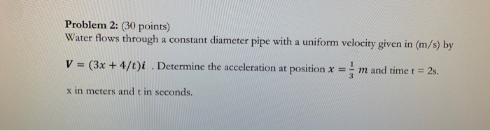 Solved Problem 2: (30 points) Water flows through a constant | Chegg.com