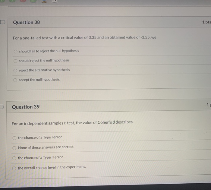 Solved 1 pts Question 40 A researcher wants to find out if | Chegg.com