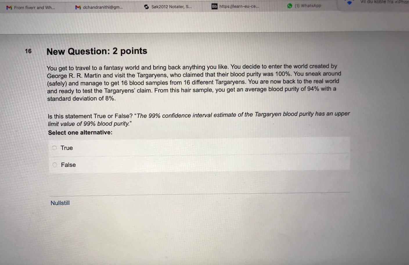 Solved New Question: 1 point What is the difference between | Chegg.com