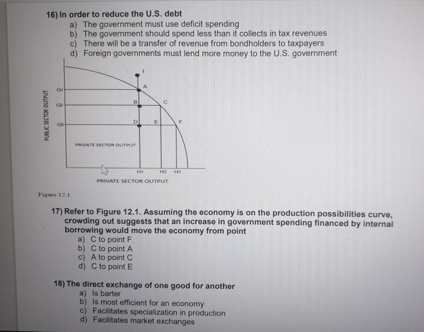 solved in order to decrease spending in the economy, a... Solved 16) In order to reduce the U.S. debt a) The | Chegg.com