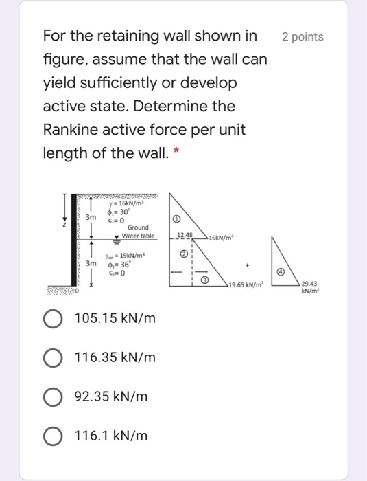 Solved 2 points For the retaining wall shown in figure, | Chegg.com