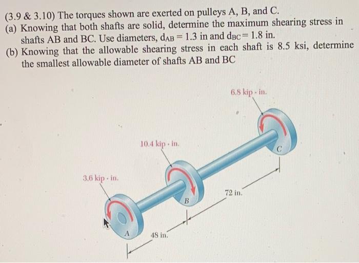 Solved (3.9&3.10) The Torques Shown Are Exerted On Pulleys | Chegg.com