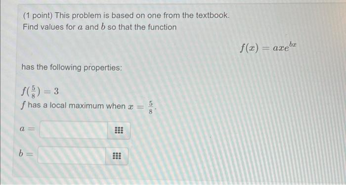 Solved (1 point) This problem is based on one from the | Chegg.com