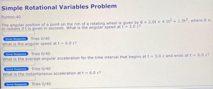 Solved Simple Rotational Variables Problem Puntos:40 The | Chegg.com