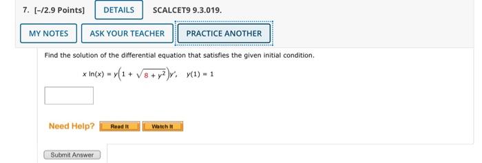 Solved 7 [ 2 9 Points] Details Scalcet9 9 3 019 My Notes