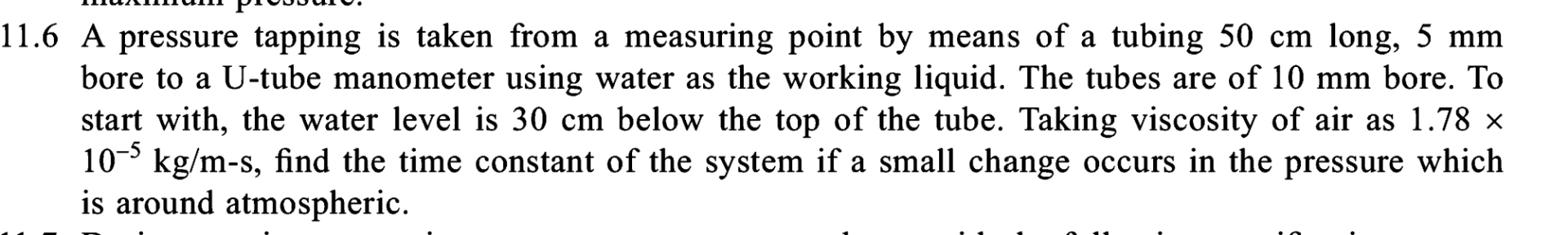 Solved 11.6 ﻿A pressure tapping is taken from a measuring | Chegg.com