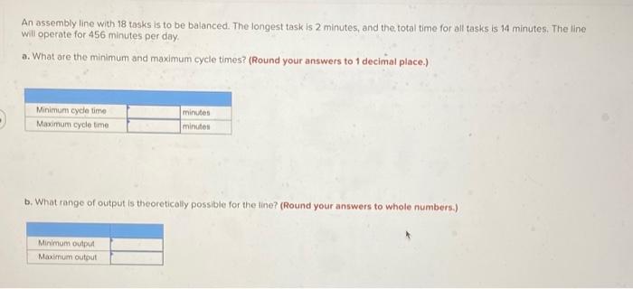 Solved An assembly line with 18 tasks is to be balanced. The | Chegg.com