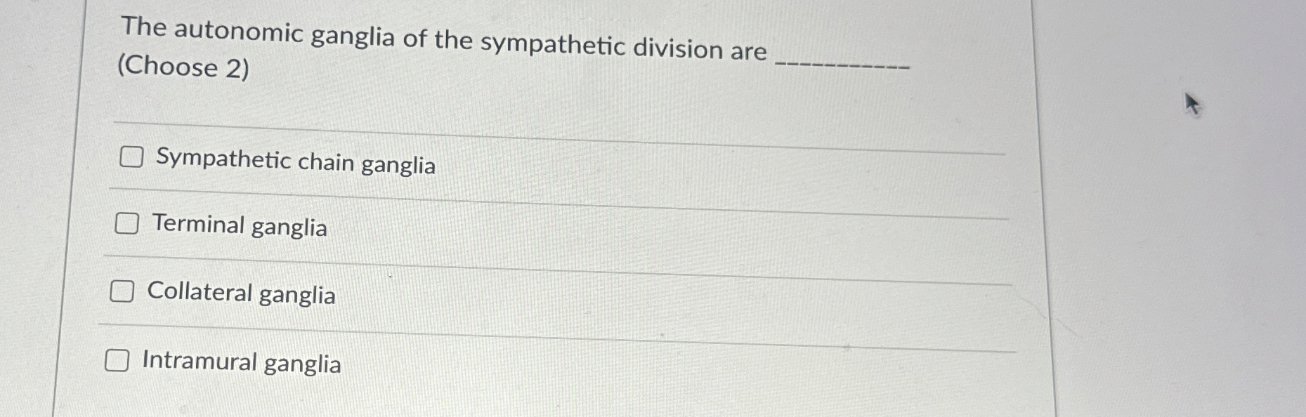 The autonomic ganglia of the sympathetic division are | Chegg.com