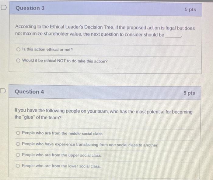 Solved Question 3 5 pts According to the Ethical Leader's | Chegg.com