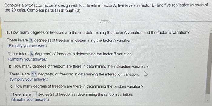 Solved Consider A Two Factor Factorial Design With Four 0567