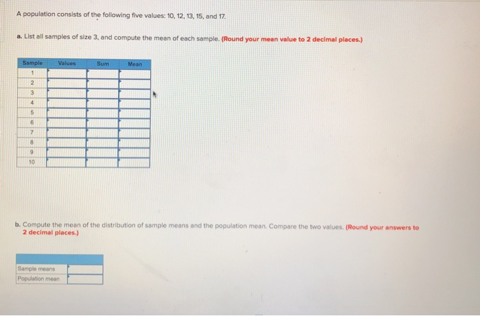 Solved A Population Consists Of The Following Five Values Chegg Com