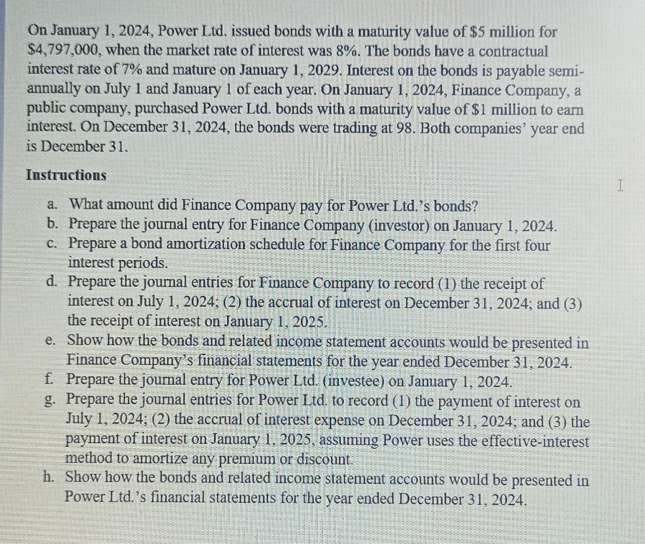 Solved On January 1 2024 Power Ltd Issued Bonds With A Chegg Com   Image 