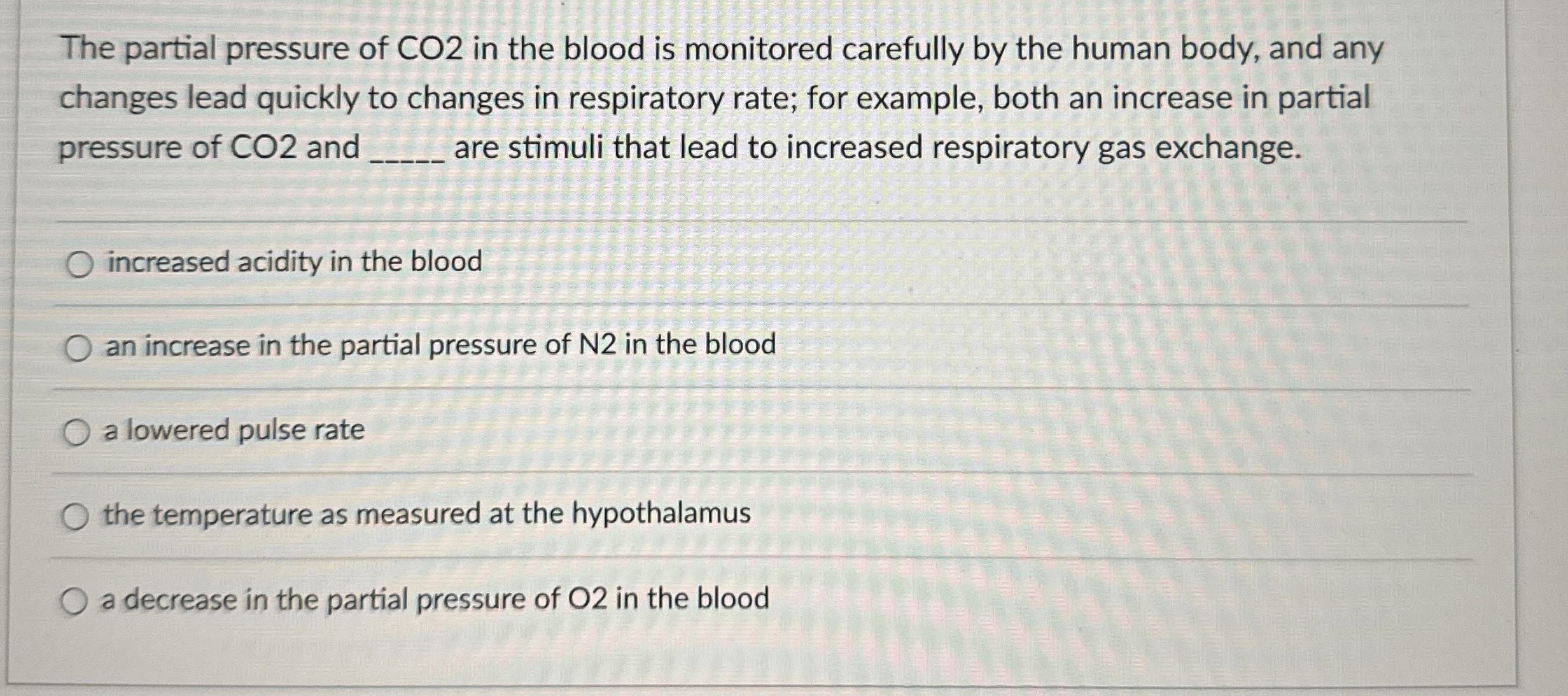 Solved The partial pressure of CO 2 ﻿in the blood is | Chegg.com