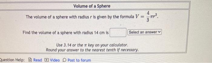 how to find the volume of a sphere with radius formula