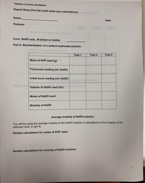 Titration of Acids and Bases Report Sheet – A Comprehensive Guide