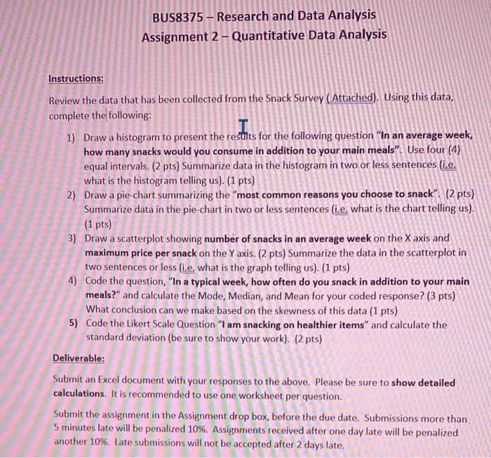 BUS8375 - Research and Data Analysis Assignment | Chegg.com