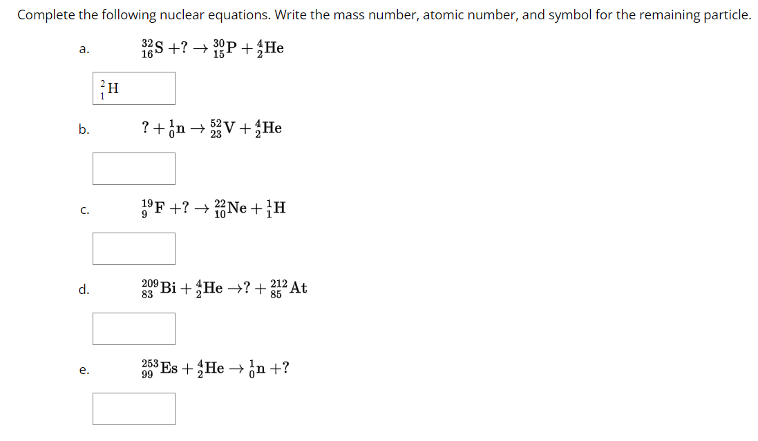 Solved Complete the following nuclear equations. Write the | Chegg.com