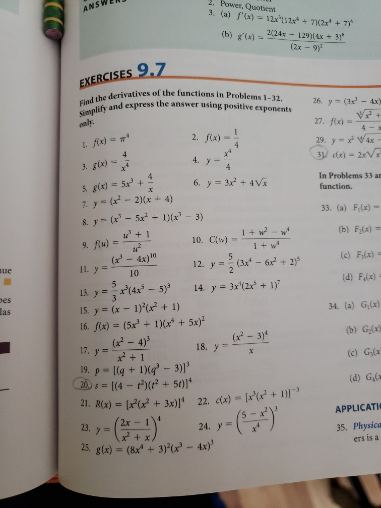 Solved Answer 2 Power Quotient 3 A F X 12x 12x Chegg Com
